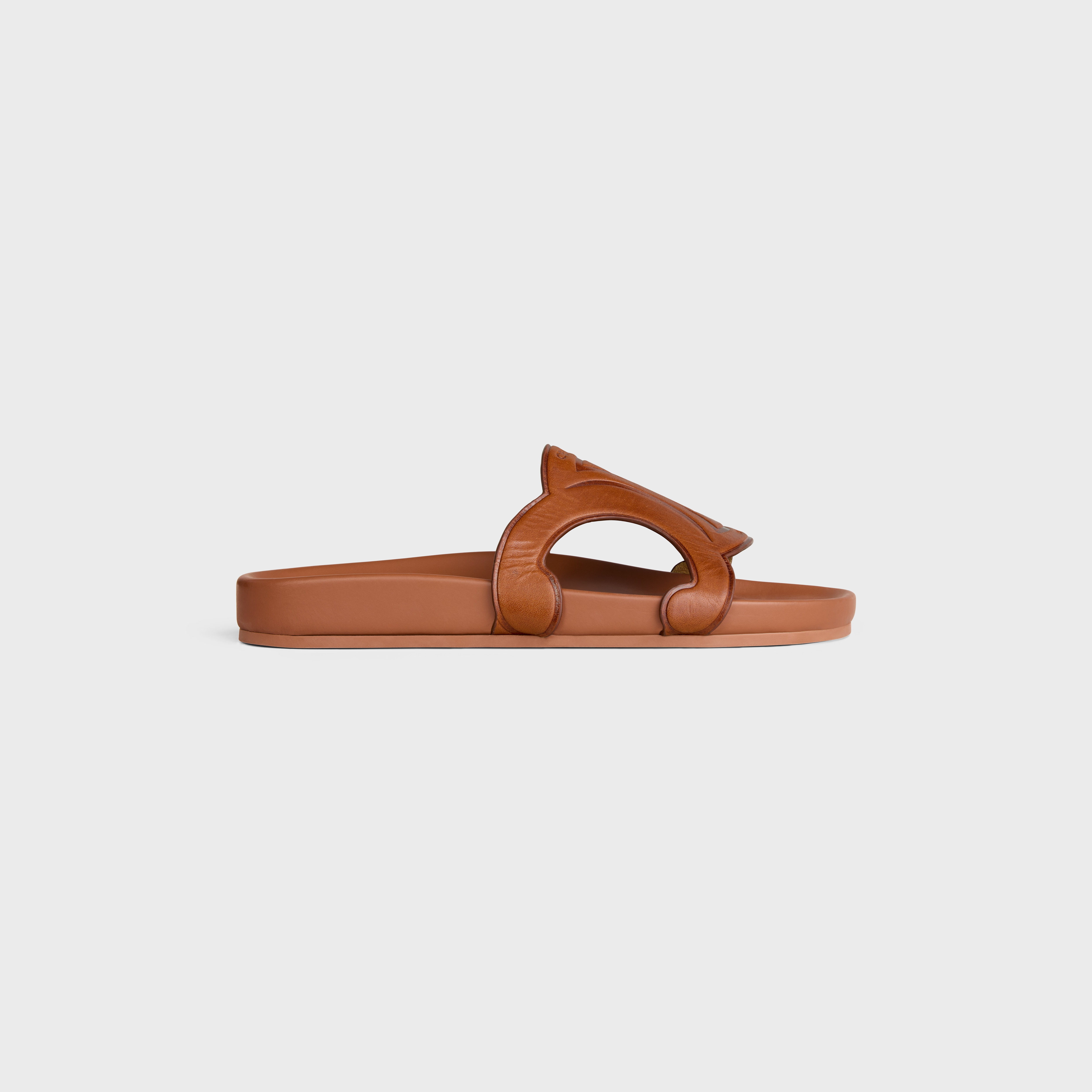 TRIOMPHE SLIDE IN Calfskin - Vegetal Tanning - TAN | CELINE