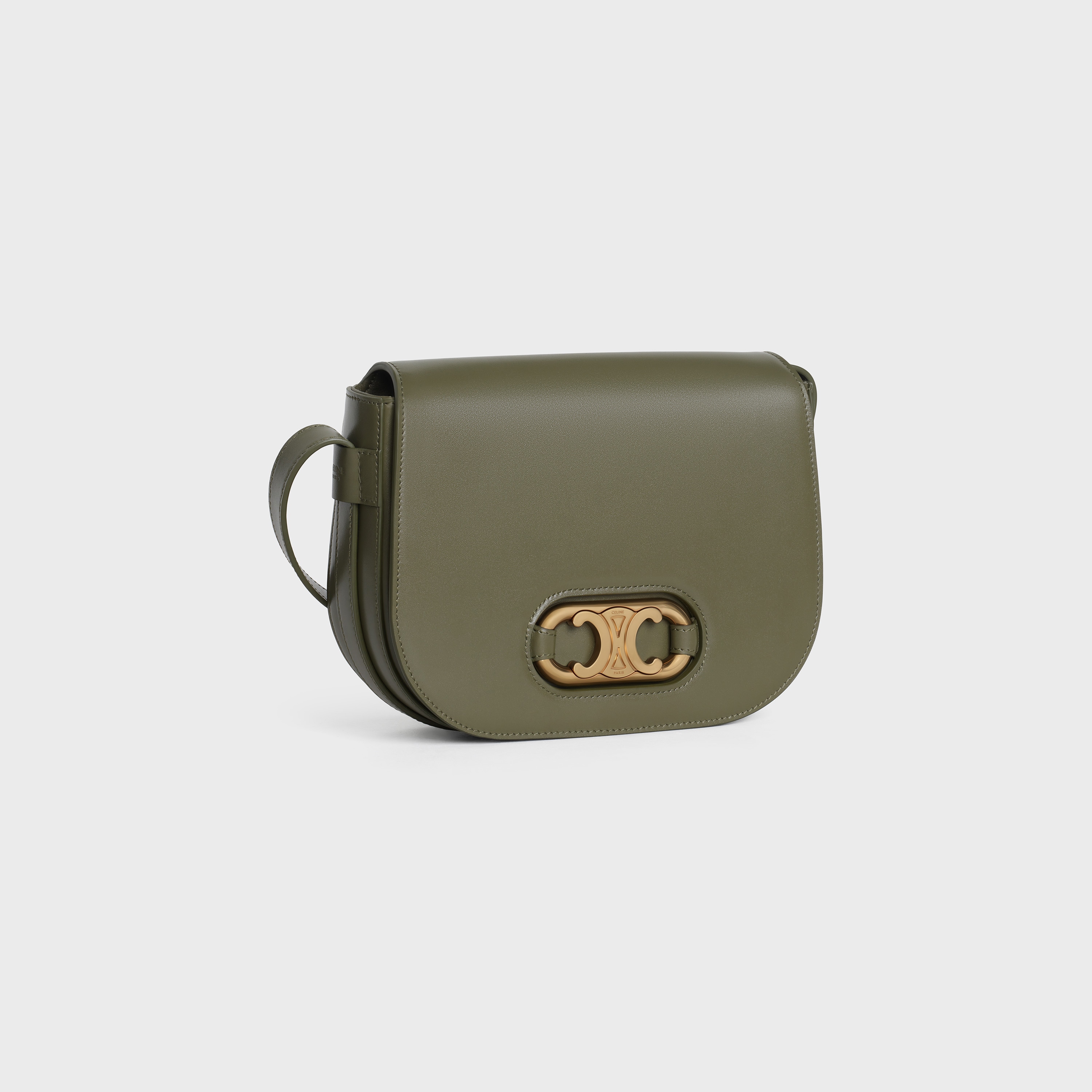 Medium Maillon Triomphe Bag in Satinated Calfskin Army Green