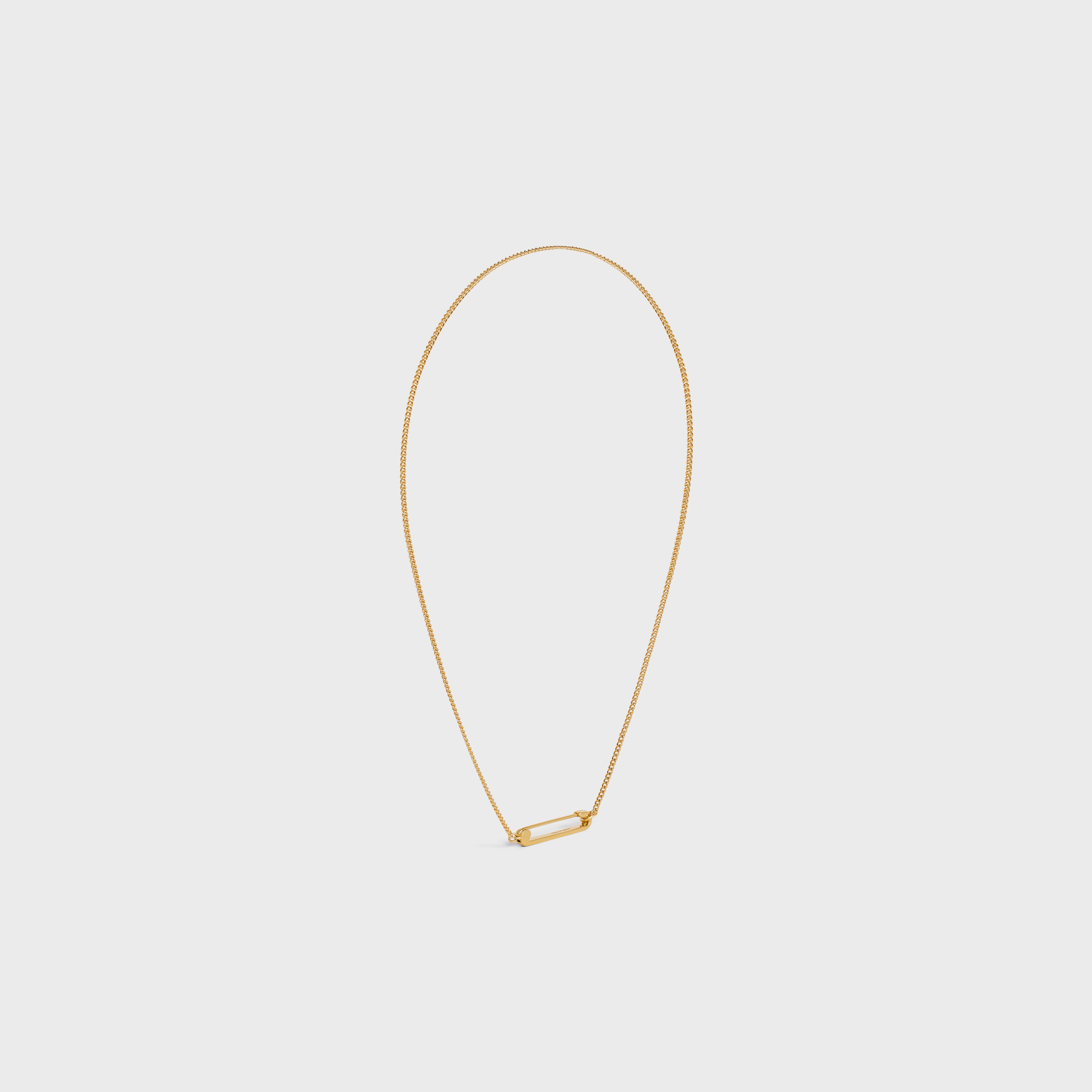 Celine Safety Pin Necklace in Brass 