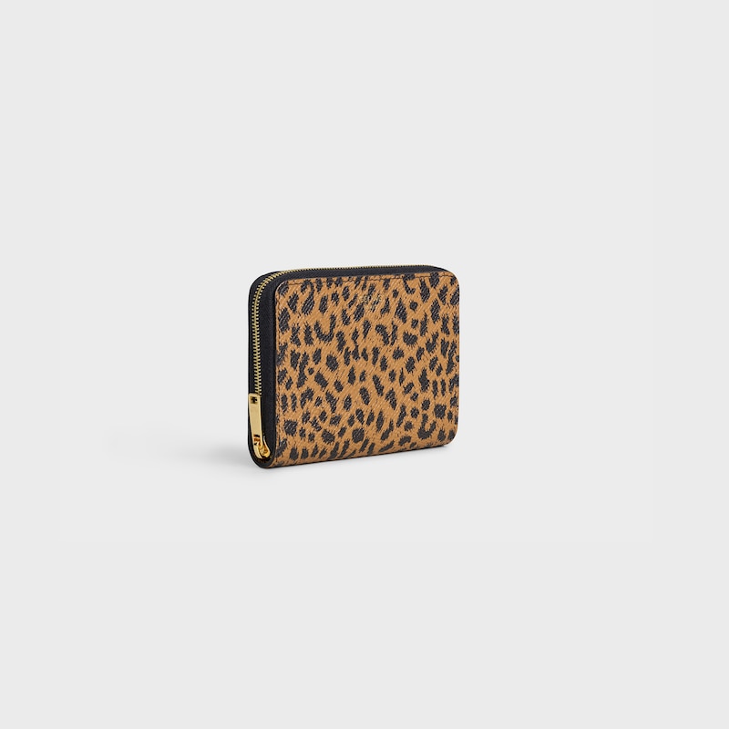 Compact wallet in Grained Calfskin with Leopard Print | CELINE