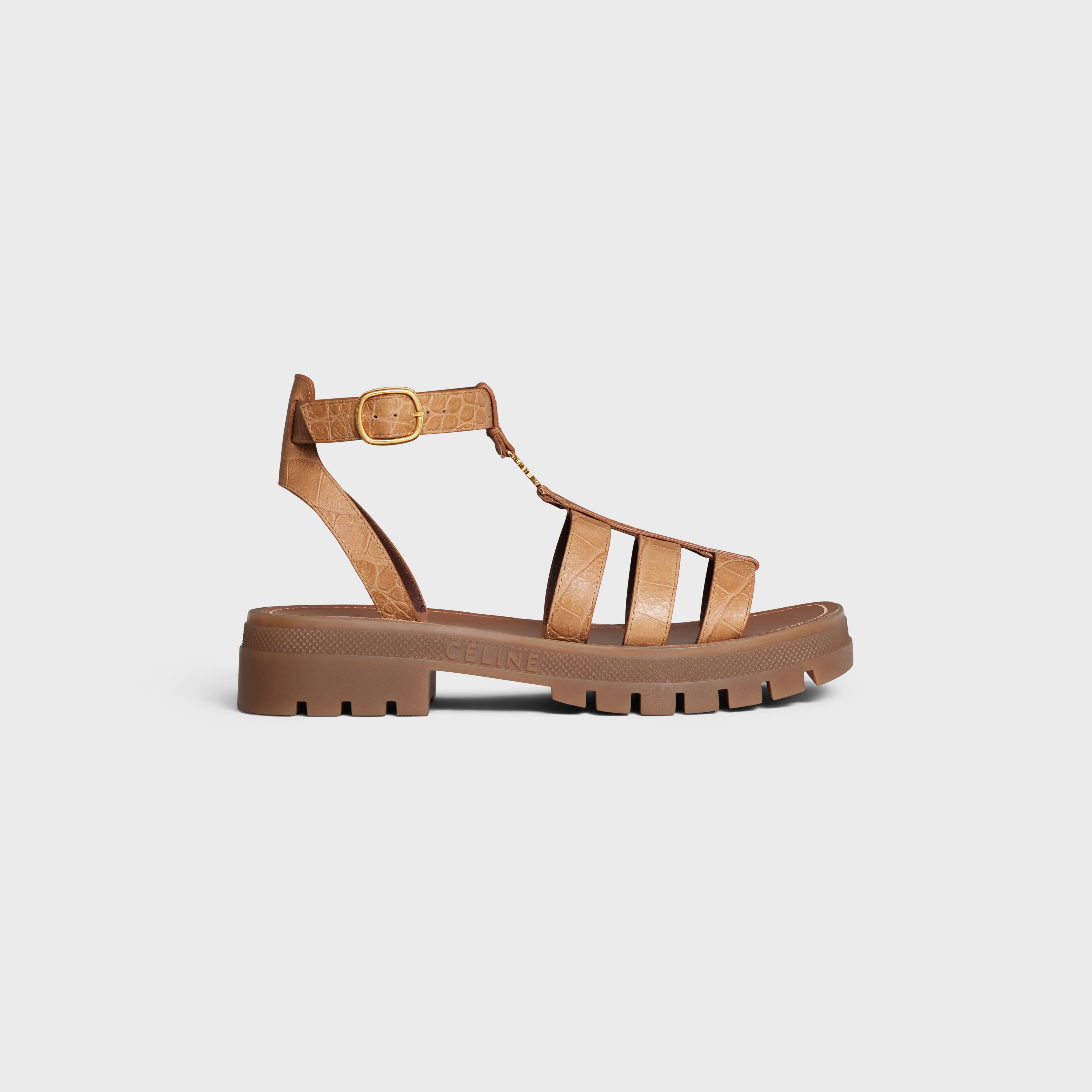 Reaktor span smør CLEA TRIOMPHE GLADIATOR CHUNKY SANDAL IN CROCODILE STAMPED CALFSKIN - LIGHT  CARAMEL | CELINE