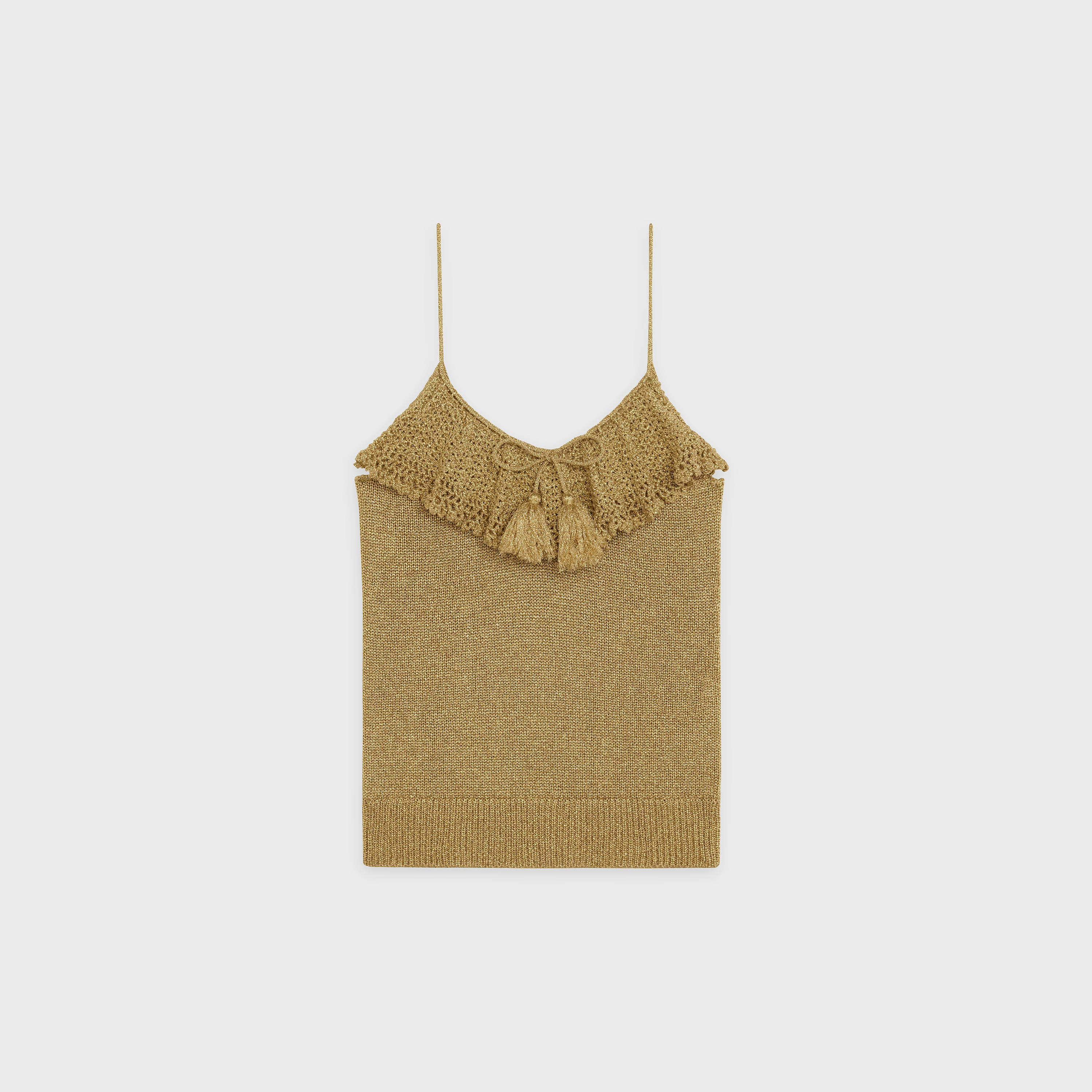 ruffled top in crocheted lurex - null | CELINE