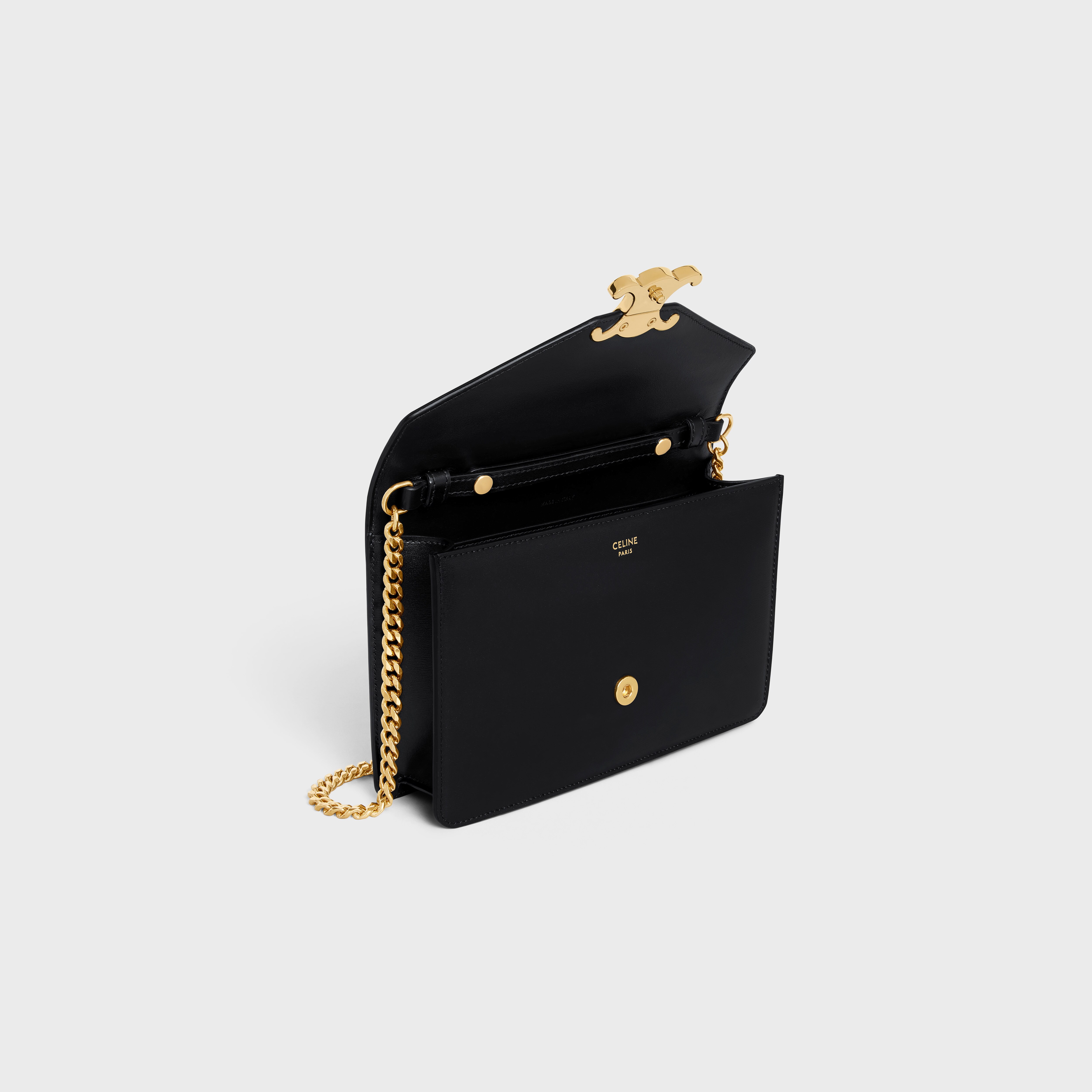 Celine C Wallet On Chain In Smooth Calfskin in Black