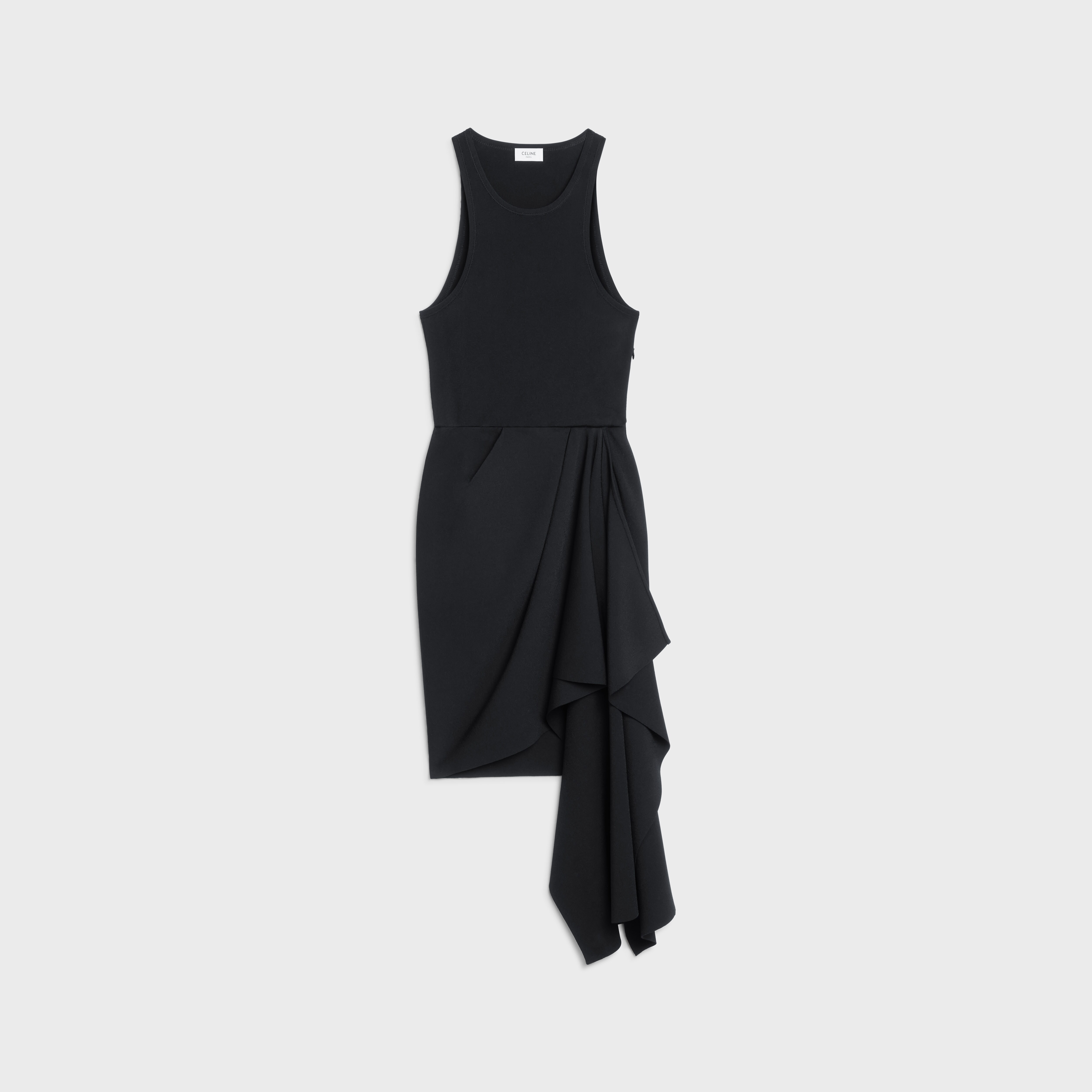 DRAPED VISCOSE DRESS - Black | CELINE