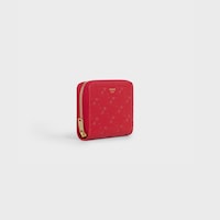 Cartera compacta de piel de becerro lisa repujada con cremallera - Rojo - 390 RUE SAINT-HONORE - 2 | CELINE