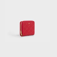 Cartera compacta de piel de becerro lisa repujada con cremallera - Rojo - 390 RUE SAINT-HONORE - 2 | CELINE
