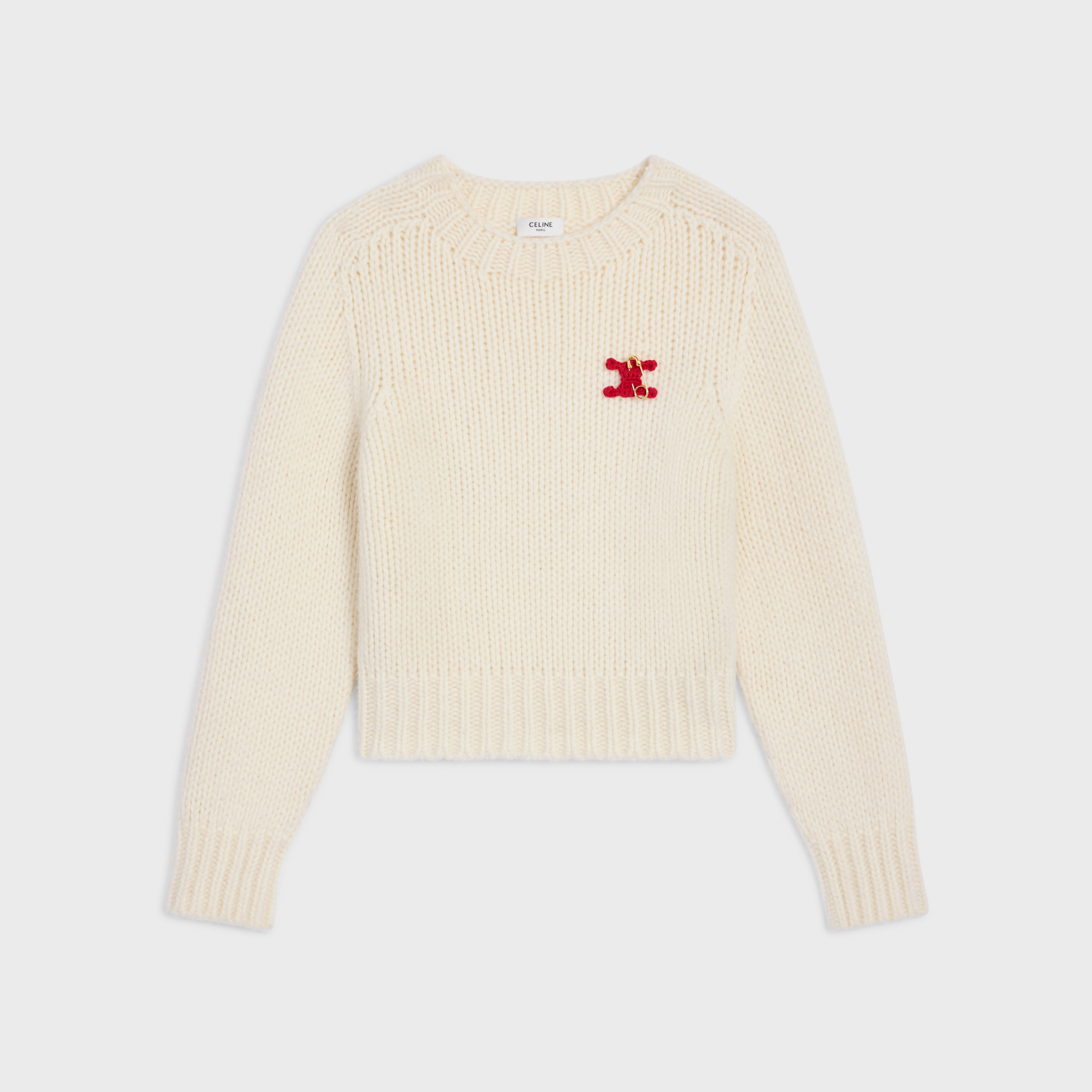crewneck sweater IN cashmere and silk - OFF WHITE | CELINE