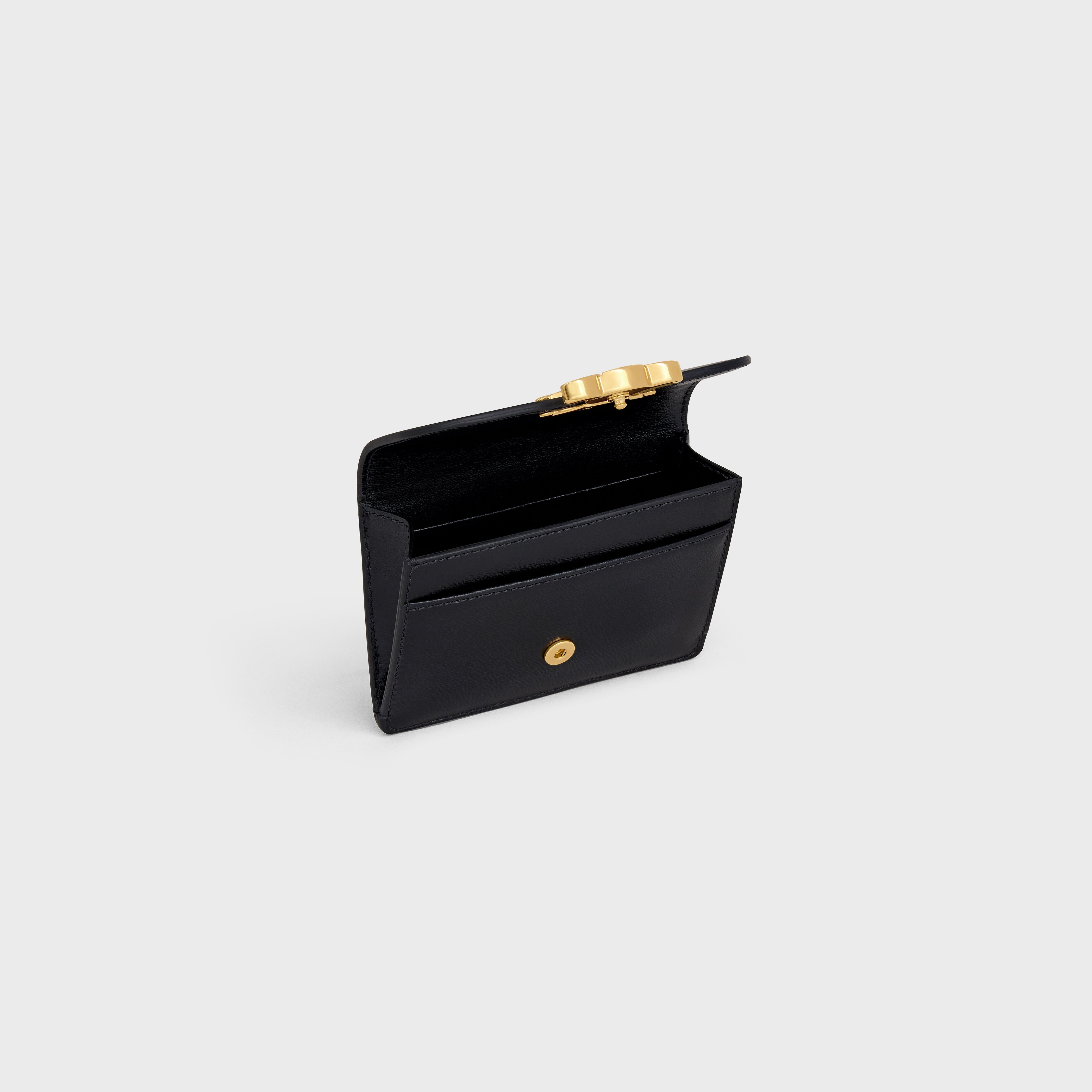 Black grained calfskin CC7 credit card holder