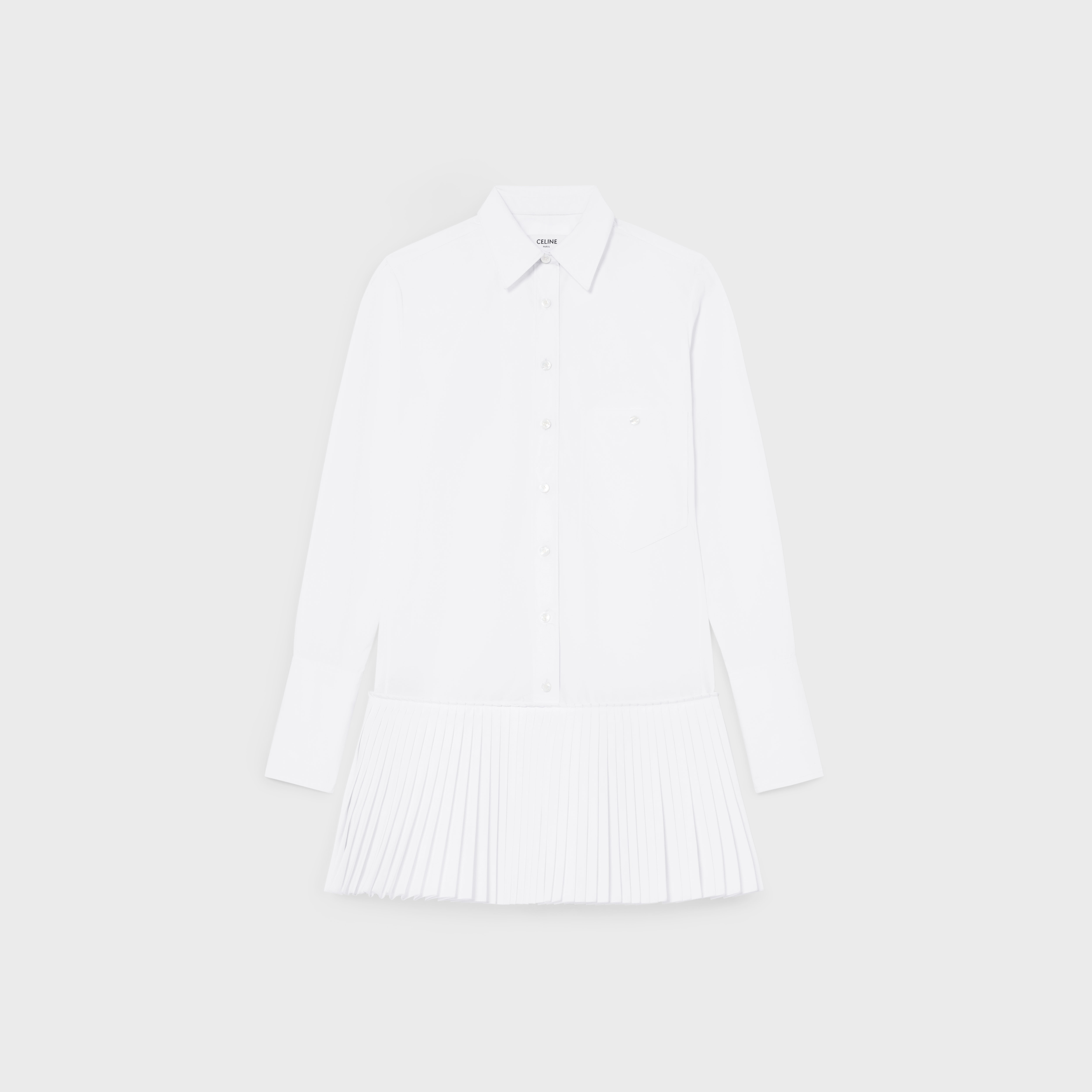 celine white shirt dress Celine // Tie Waist Pleated Shirt Dress VSP Consignment