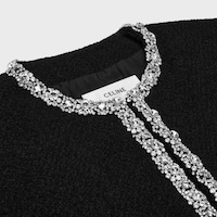 cardigan with embroidered hems in tweed - Black -  - 2 | CELINE