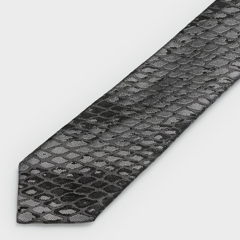 thin pointed tip tie in tone-on-tone snake-print silk - null | CELINE