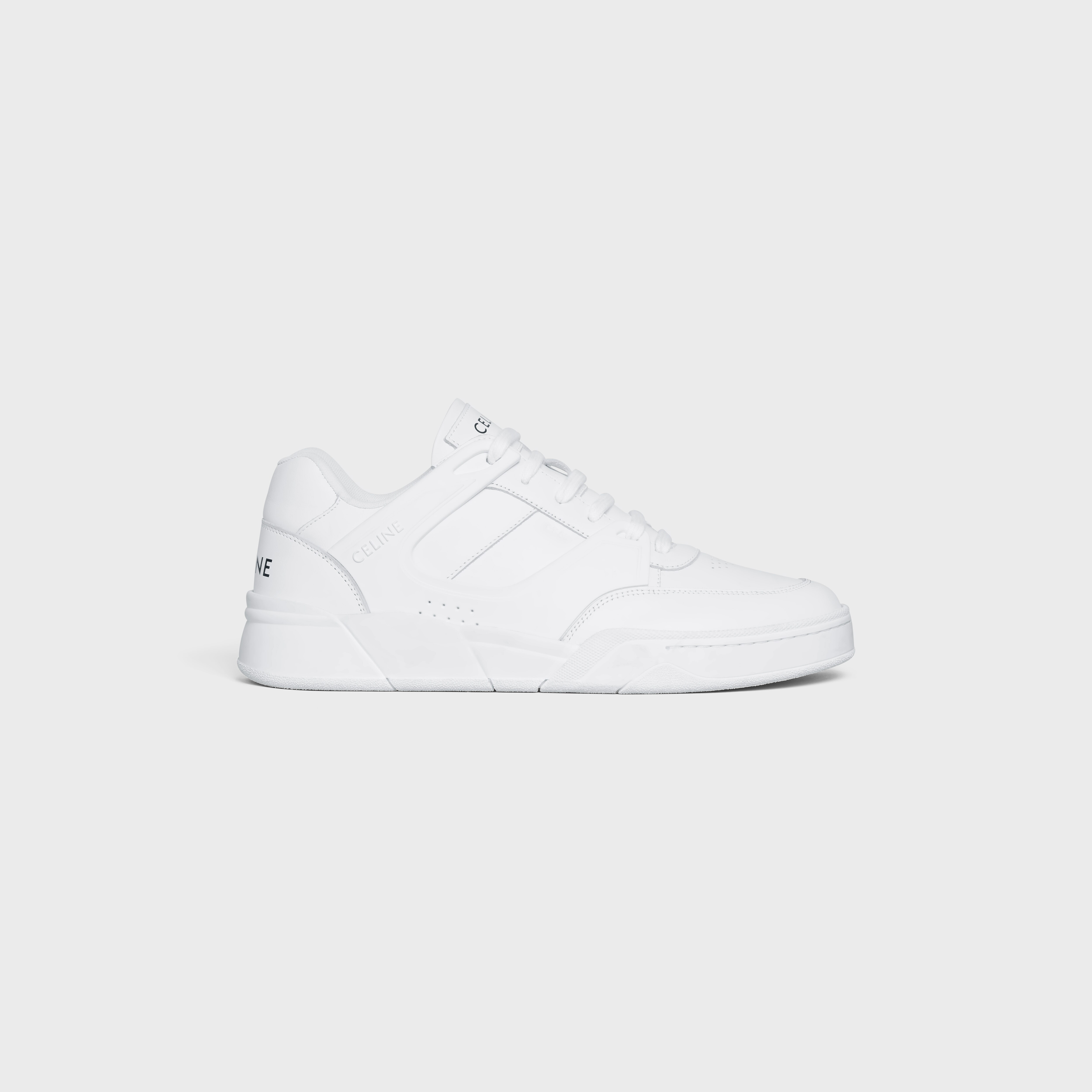 CT-07 CELINE TRAINER LOW LACE-UP SNEAKER IN CALFSKIN - OPTIC WHITE | CELINE