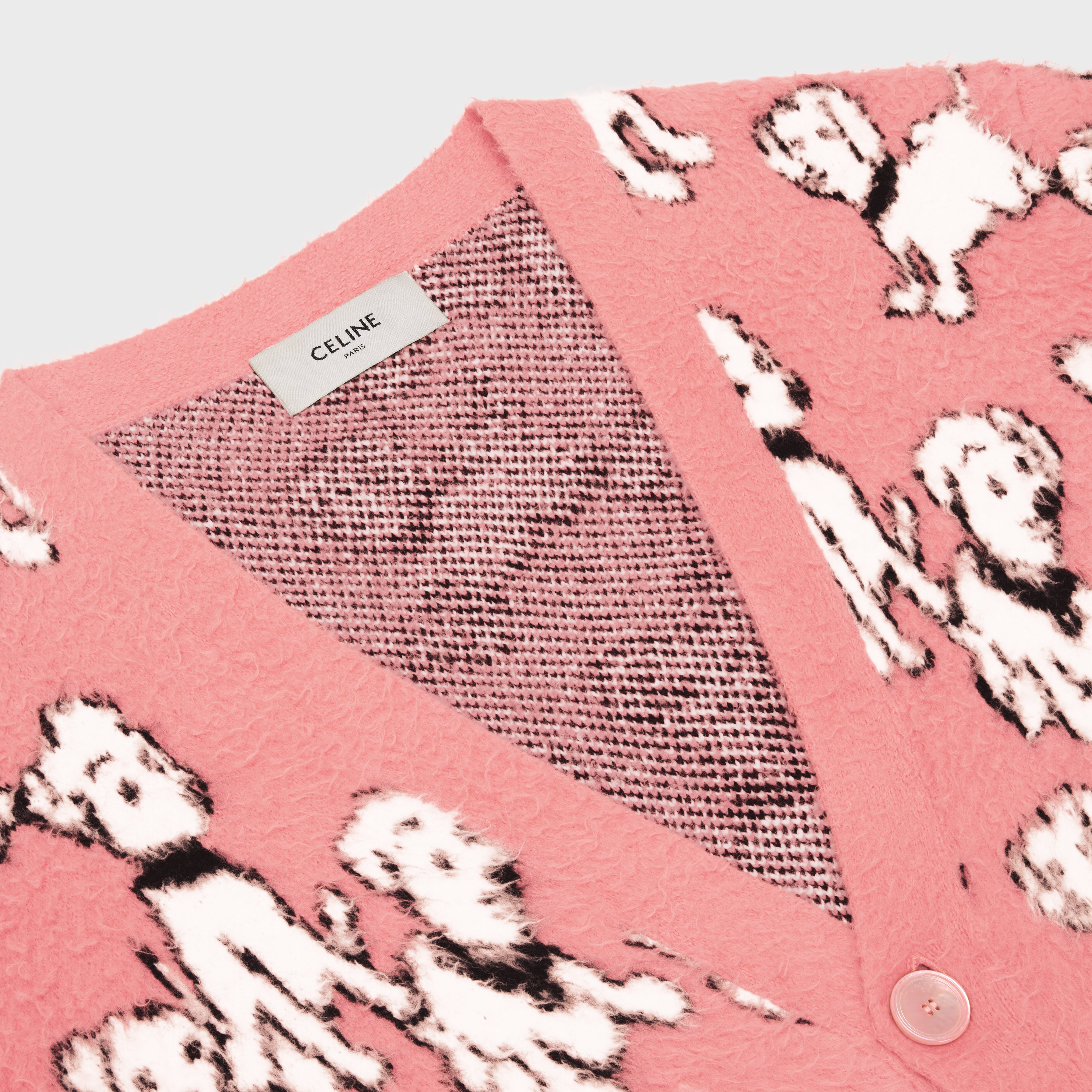 ARTIST JACQUARD CARDIGAN IN BRUSHED COTTON - Bright Pink | CELINE
