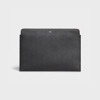 Portadocumentos de piel de becerro con textura granulada - Gris - 390 RUE SAINT-HONORE - 1 | CELINE