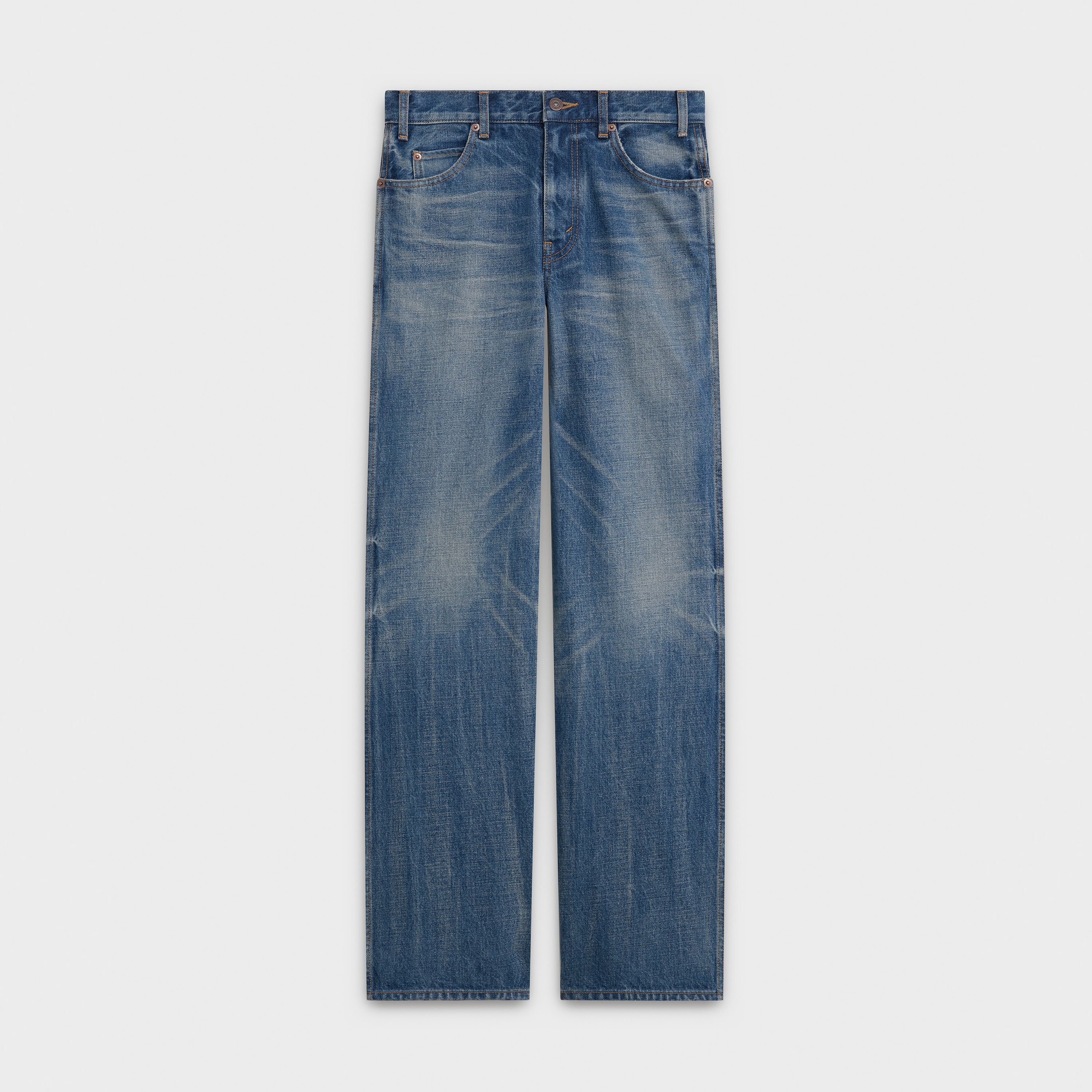 mid-rise flare pants in denim - null | CELINE