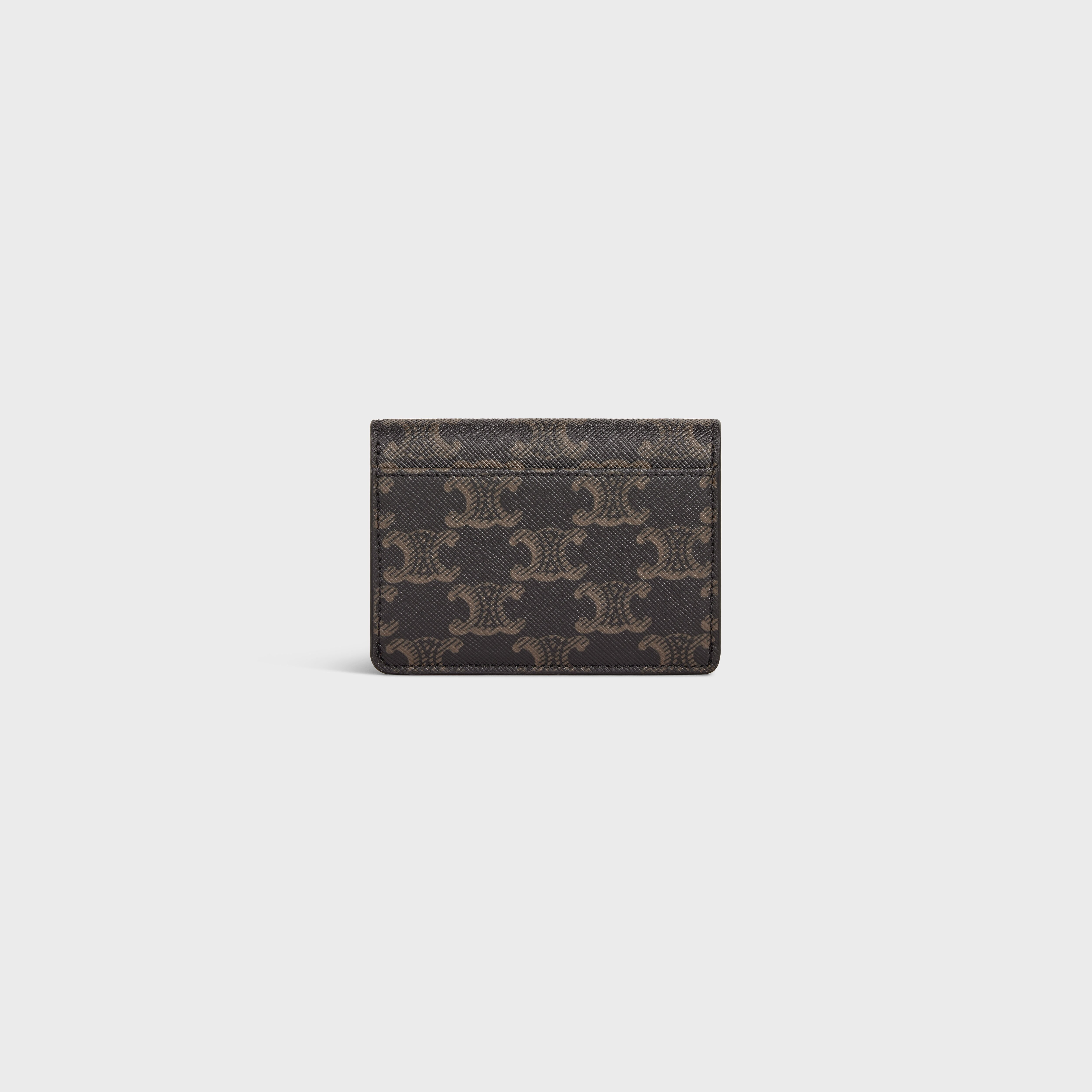 CELINE Card holder in Triomphe Canvas and calfskin Black