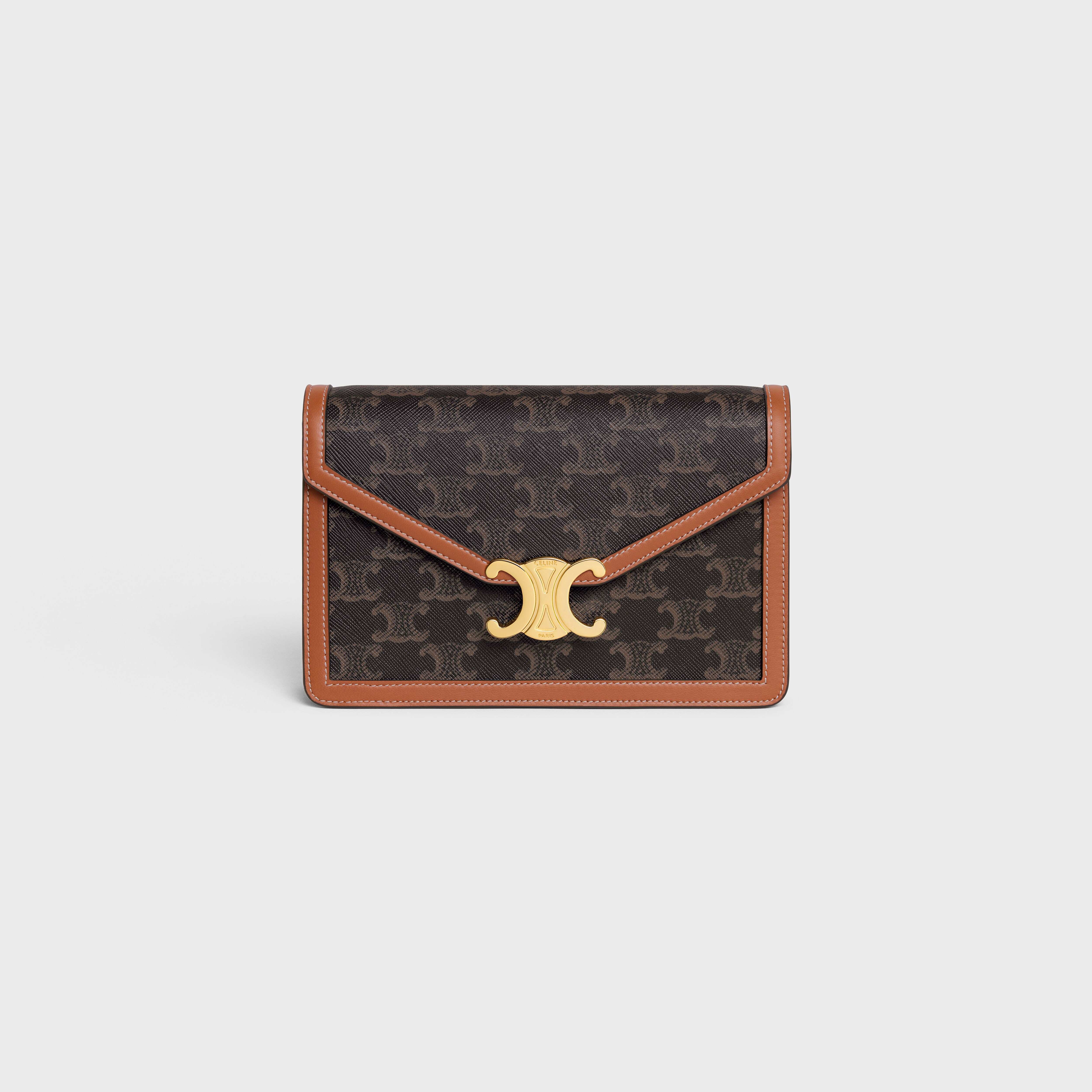 WALLET ON CHAIN MARGO IN TRIOMPHE CANVAS AND CALFSKIN - TAN