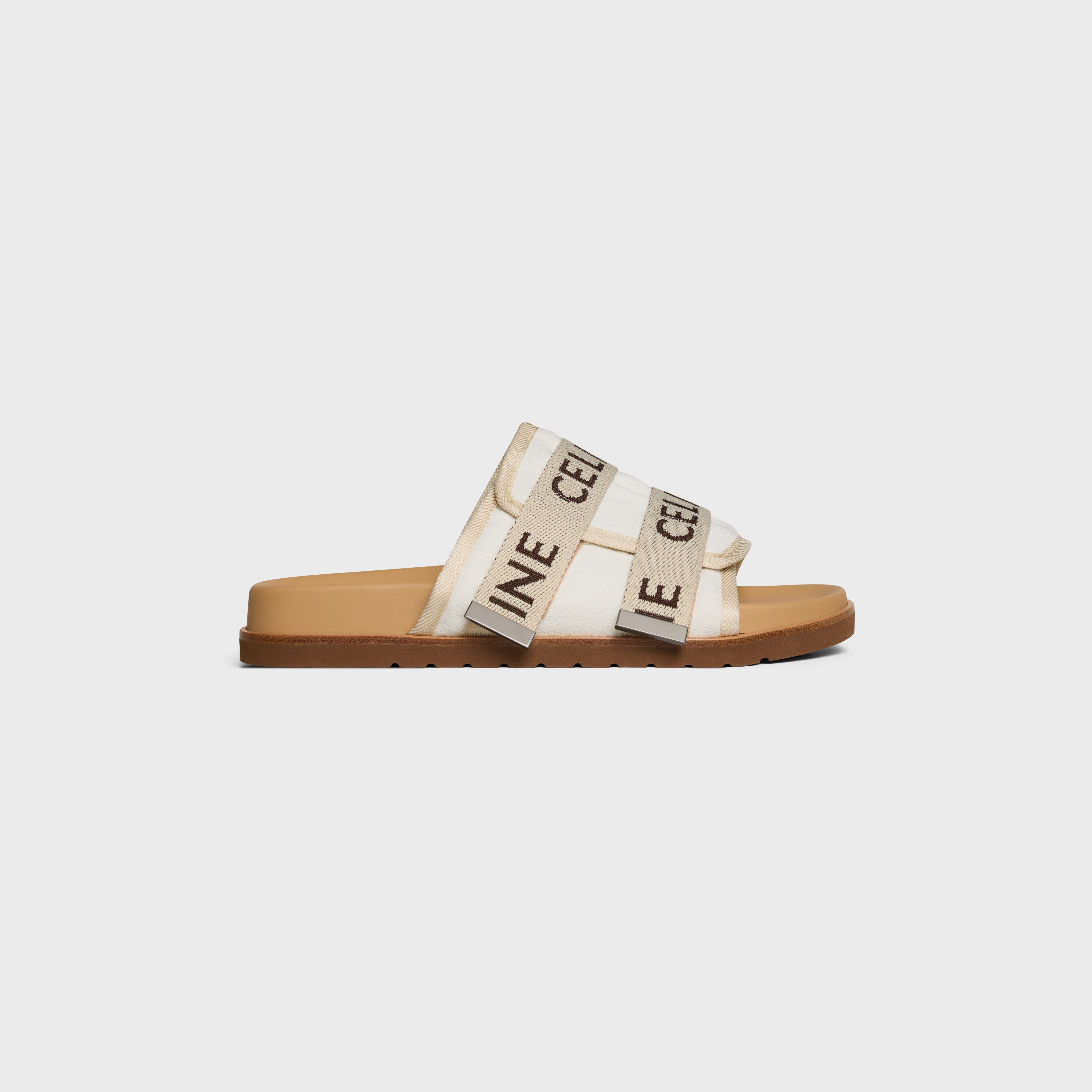 PITEA SANDAL IN CANVAS WITH « CELINE » JACQUARD - Beige / Dark Brown ...