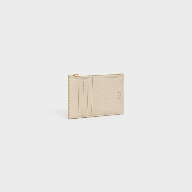 Zipped compact card holder in Grained Calfskin | CELINE
