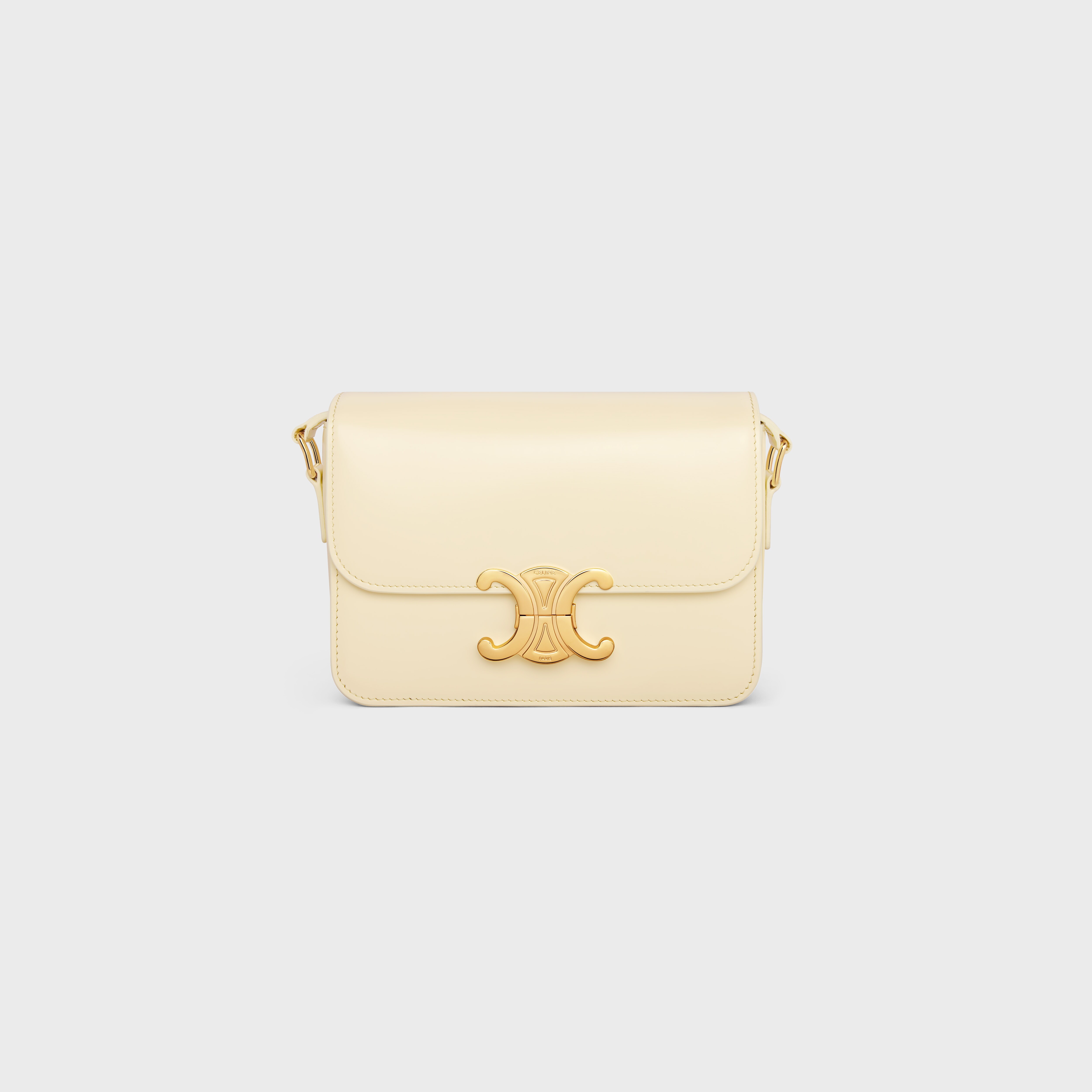 SMALL WALLET TRIOMPHE IN SHINY CALFSKIN - SOFT YELLOW