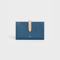 Cartera grande con correa de piel de becerro con textura granulada bicolor - Petróleo/nude - 390 RUE SAINT-HONORE - 1 | CELINE
