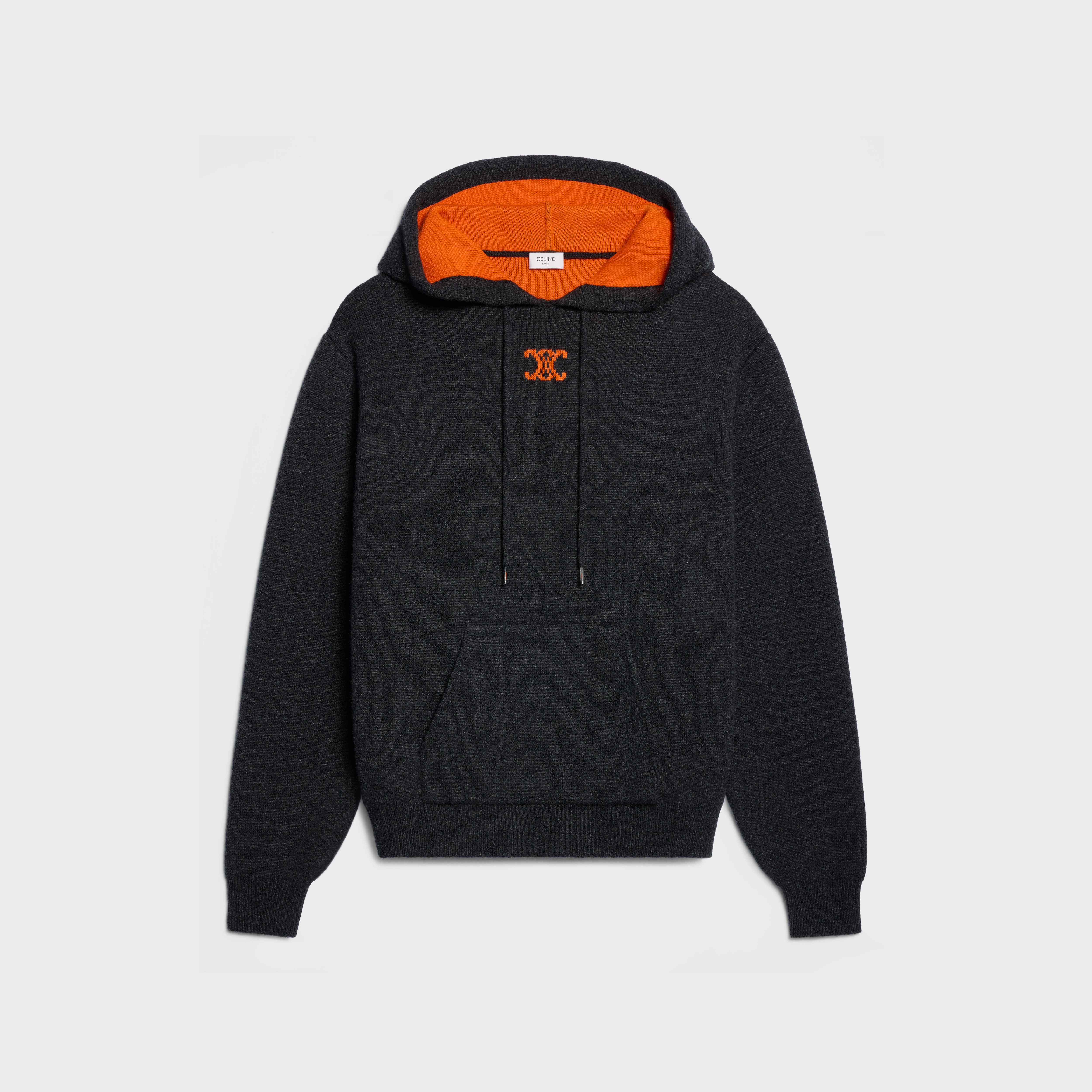 All Grey Reebok hooded sweater IN cashmere - DARK GREY/ORANGE | CELINE