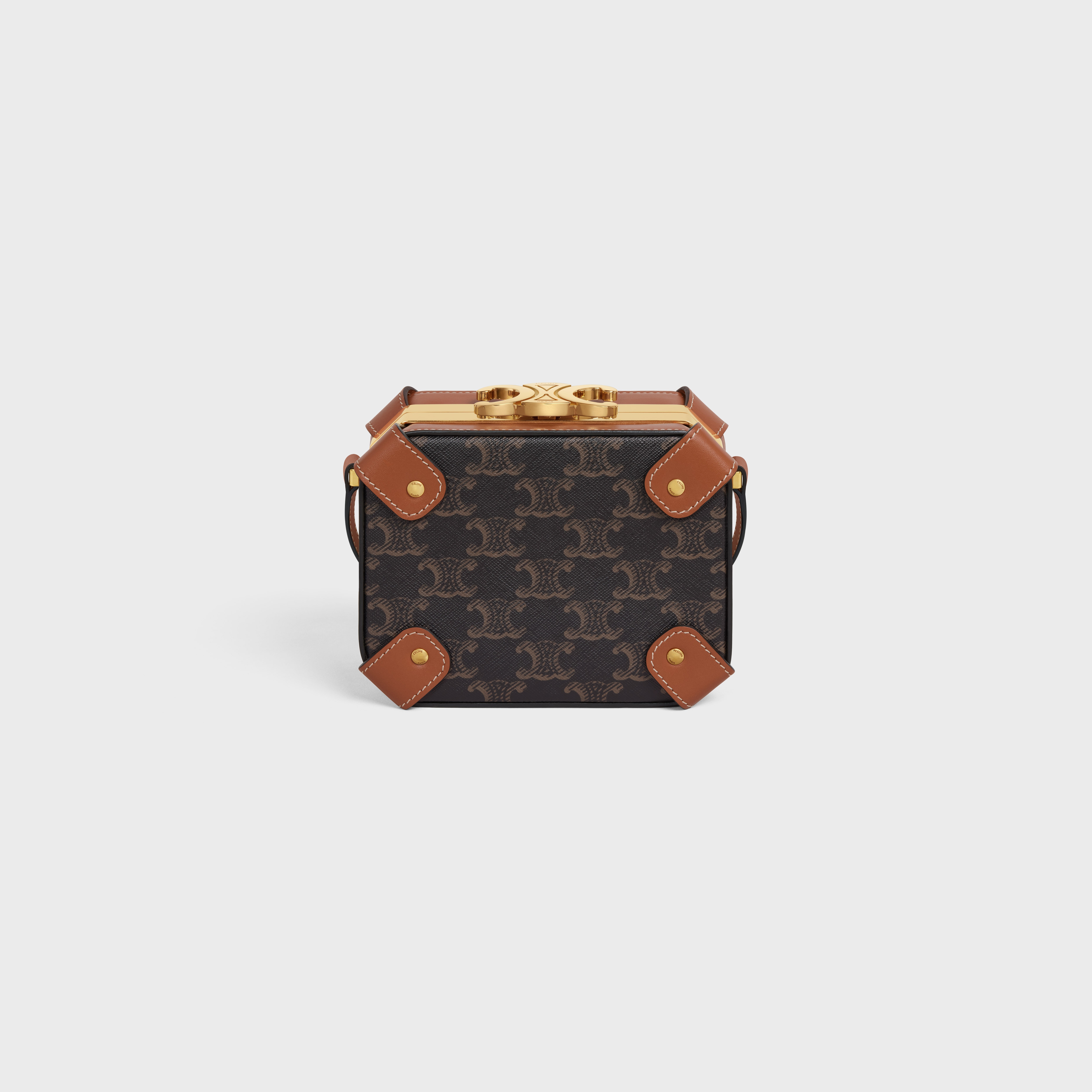 Celine 2026 Cube Box Bag 13.5cm Black Brown Canvas Calfskin 281832