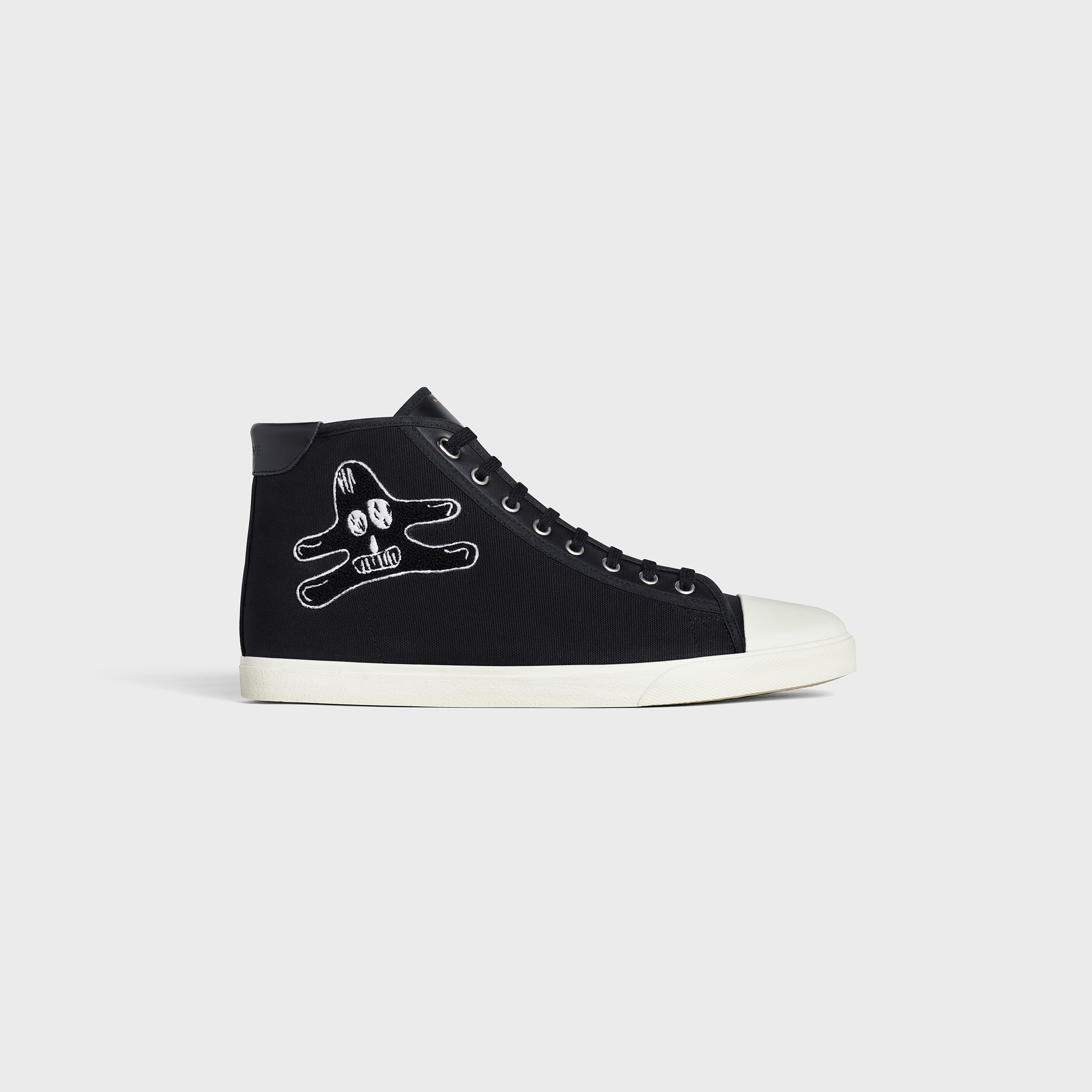Celine Blank Mid Lace Up Sneaker in Canvas and Calfskin with André 