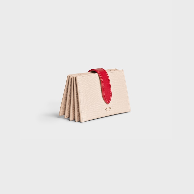 Bicolour Accordeon card holder in grained calfskin | CELINE