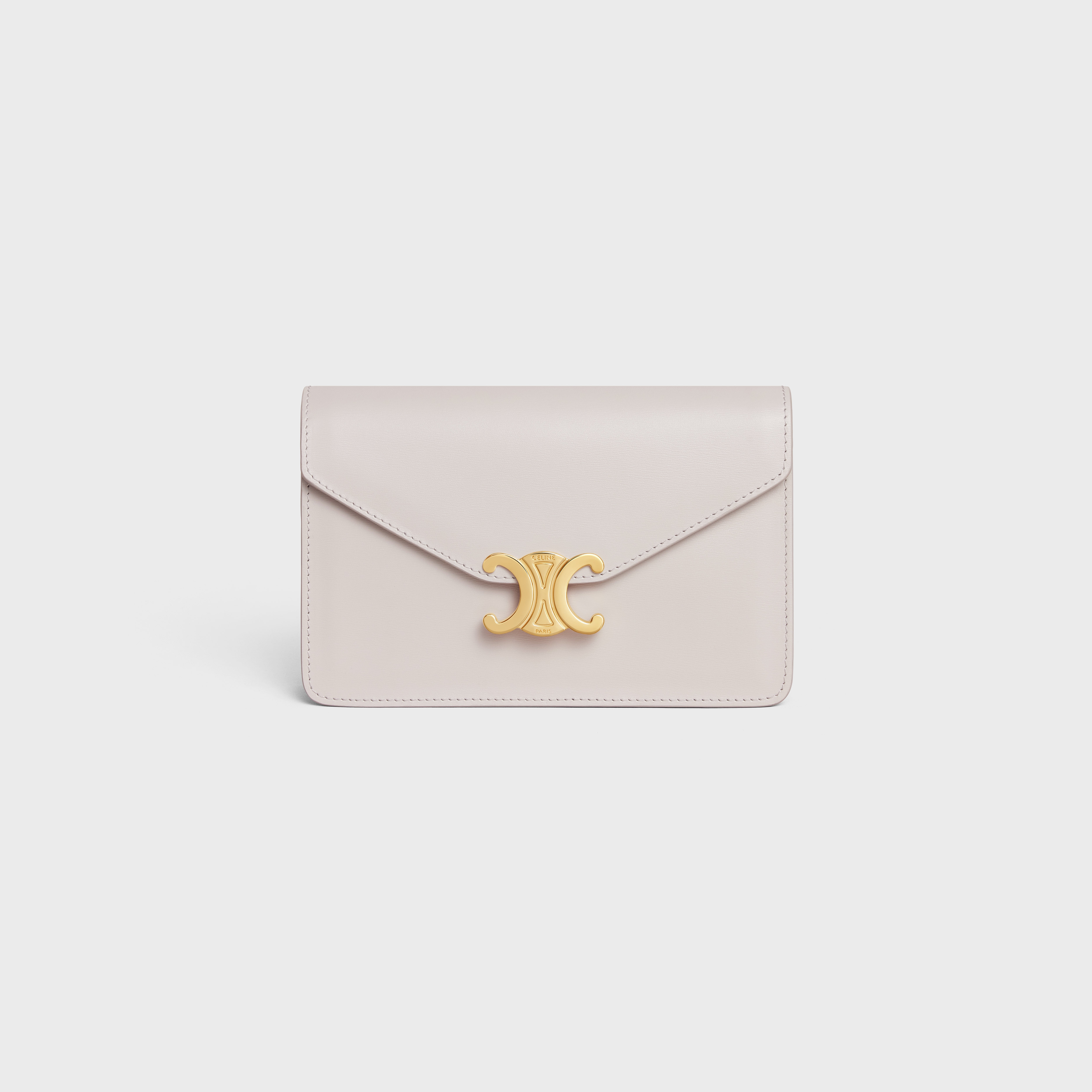 Wallet on Chain TRIOMPHE in Shiny calfskin Chalk CELINE