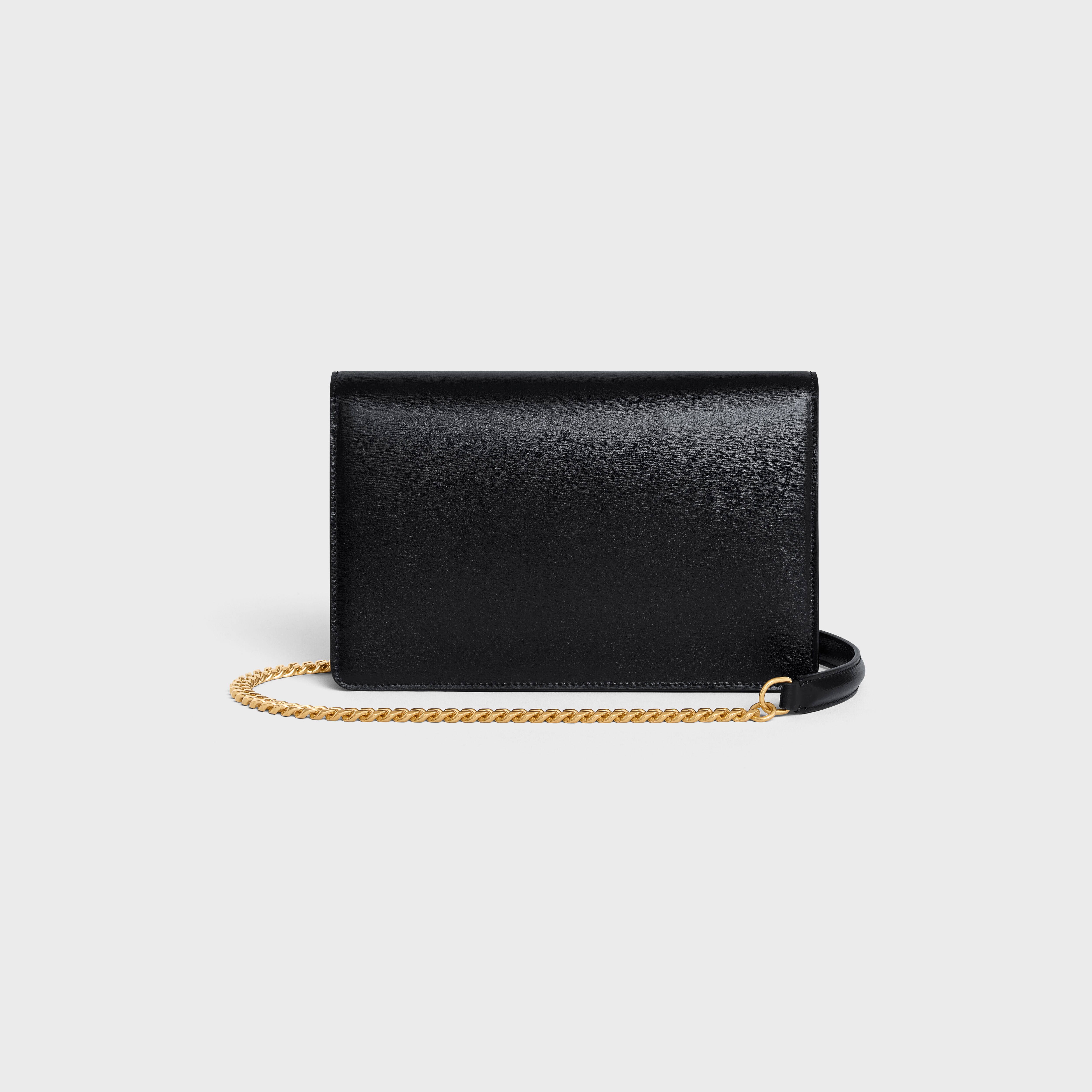 Celine Black, Pattern Print Stingray-Trimmed Pocket Envelope Wallet on Chain