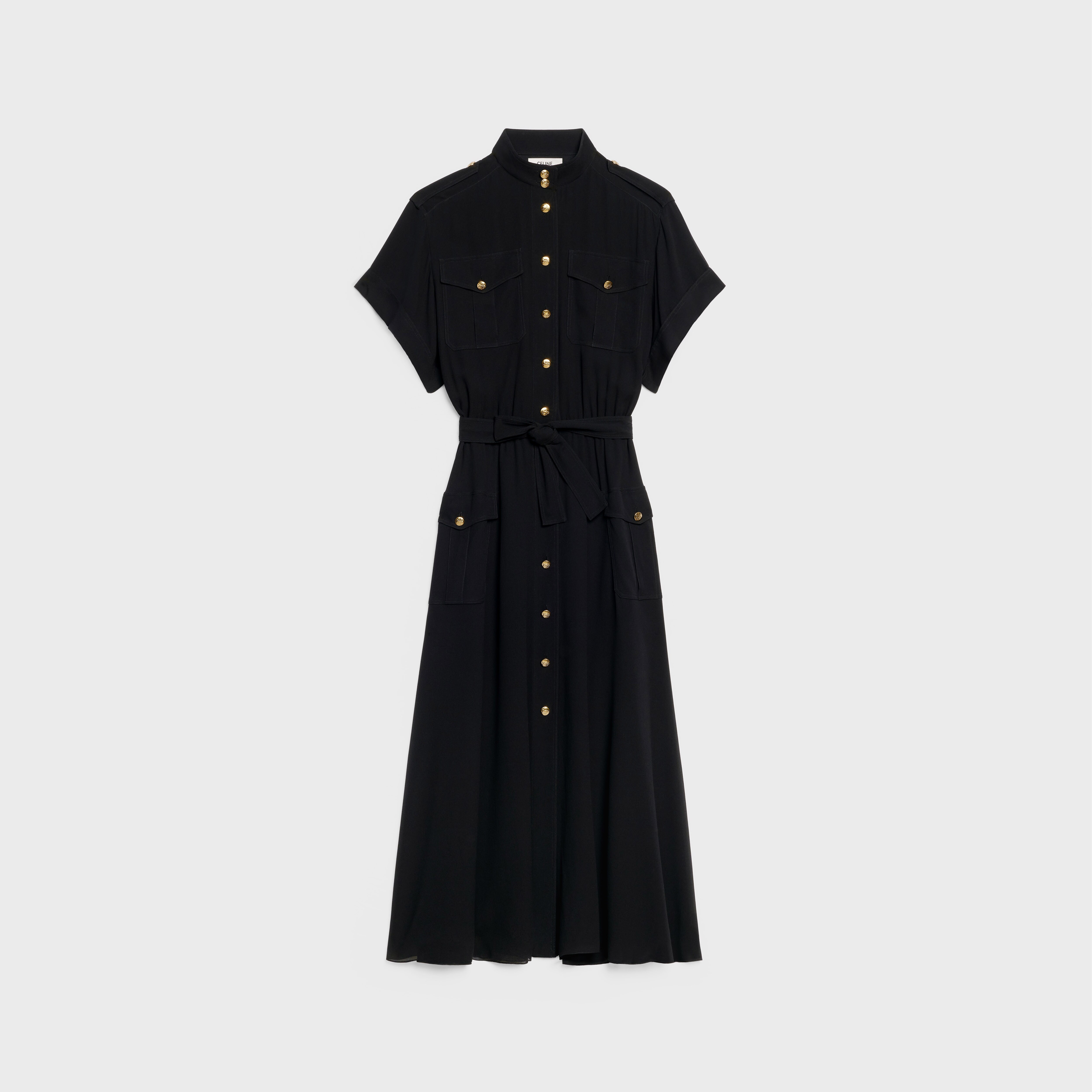 SAFARI DRESS IN SILK GEORGETTE - Black ...