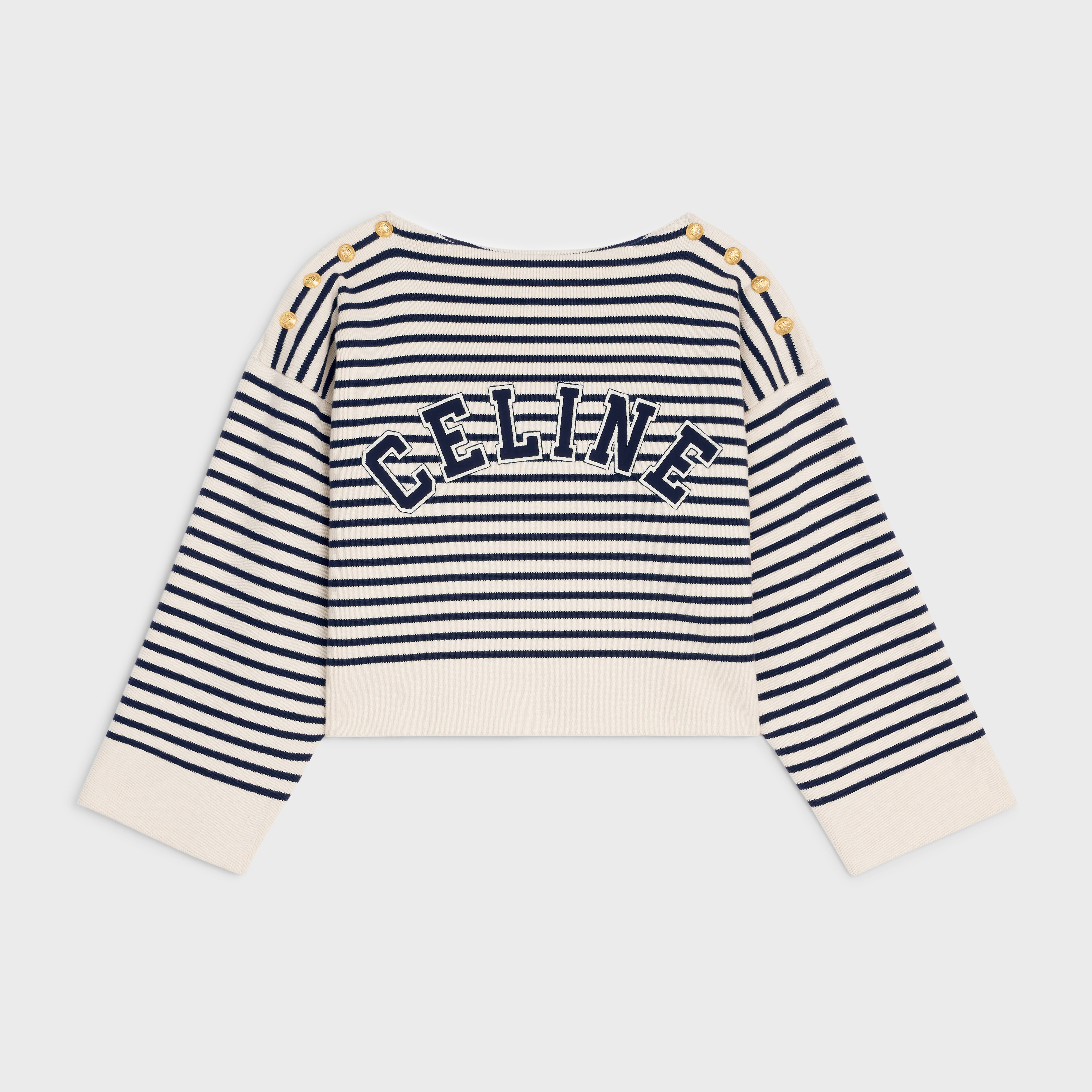 MARINIÈRE BRODÉE CELINE MAILLE COTON - Cream / Navy | CELINE